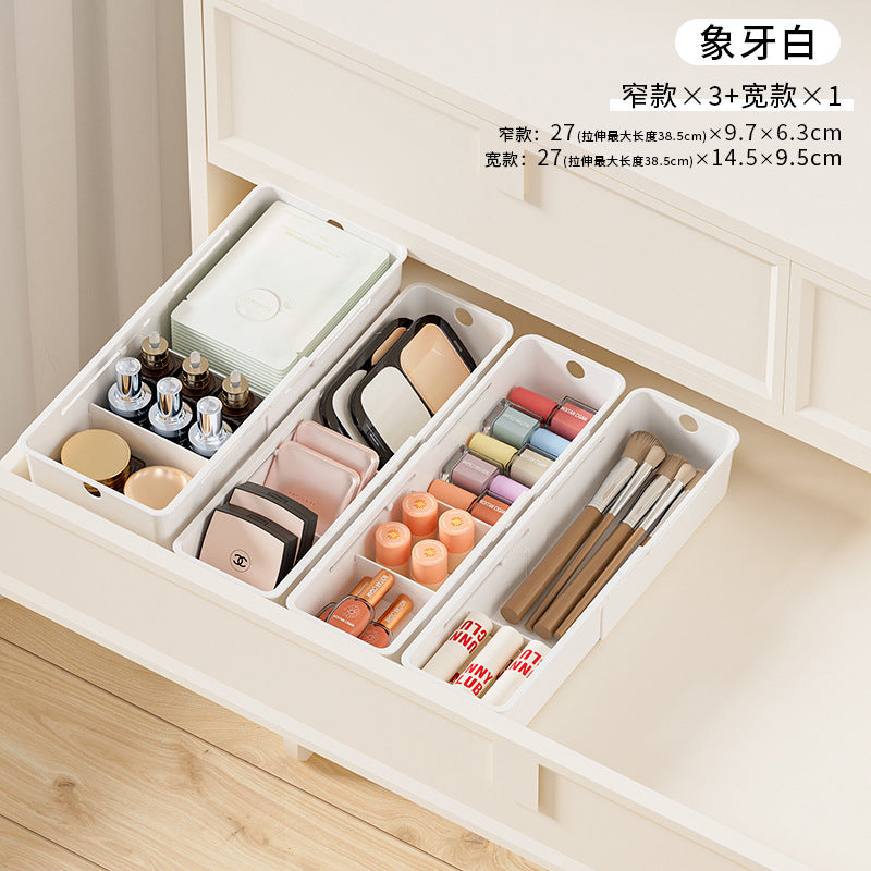 Drawer Storage Box Expandable Cabinet Divider Box Kitchen Tableware Desktop Cosmetics Miscellaneous Organizer Box