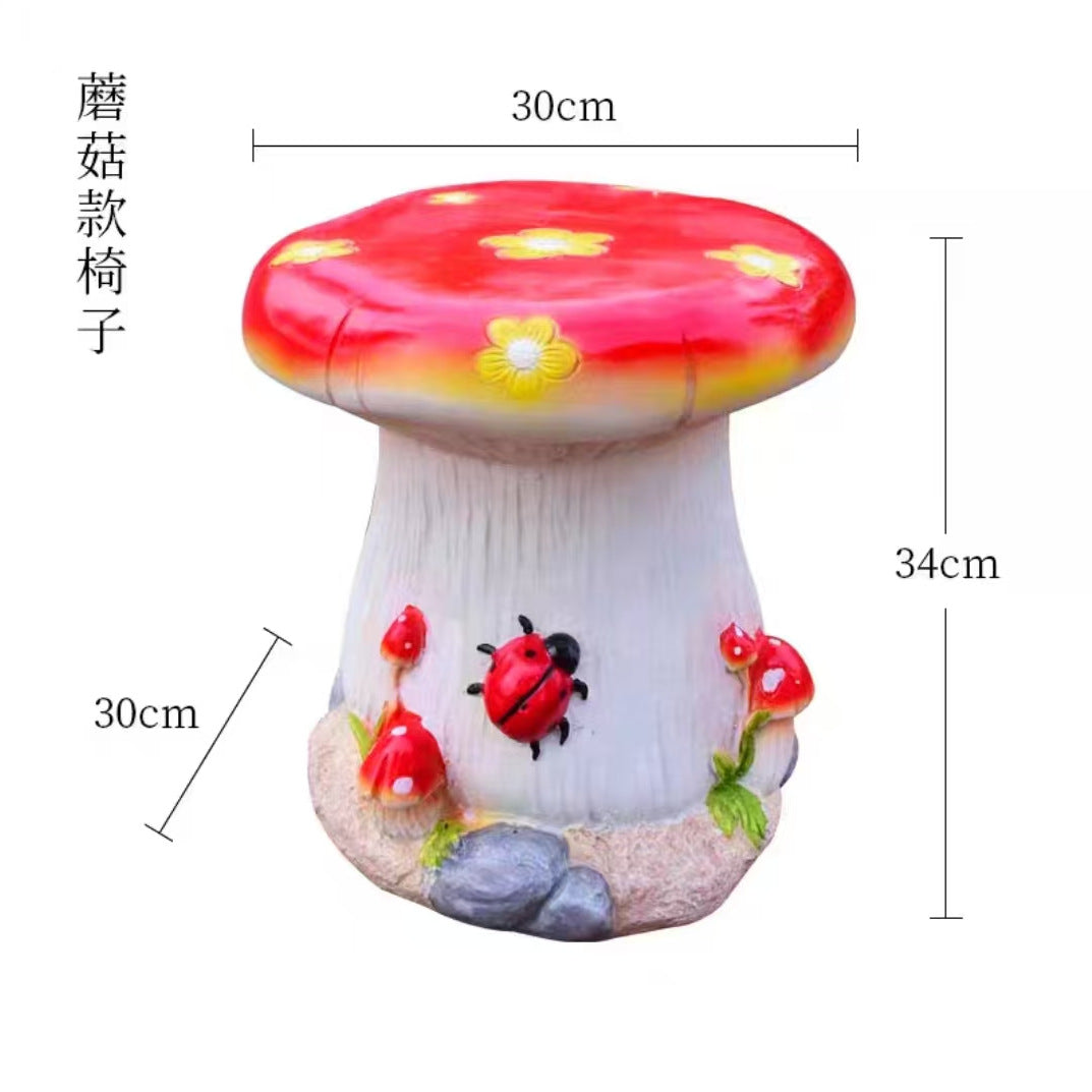 Outdoor fiberglass mushroom table and chair ornament Yard Table Courtyard Garden Kindergarten Garden Landscape Sculpture Ornament