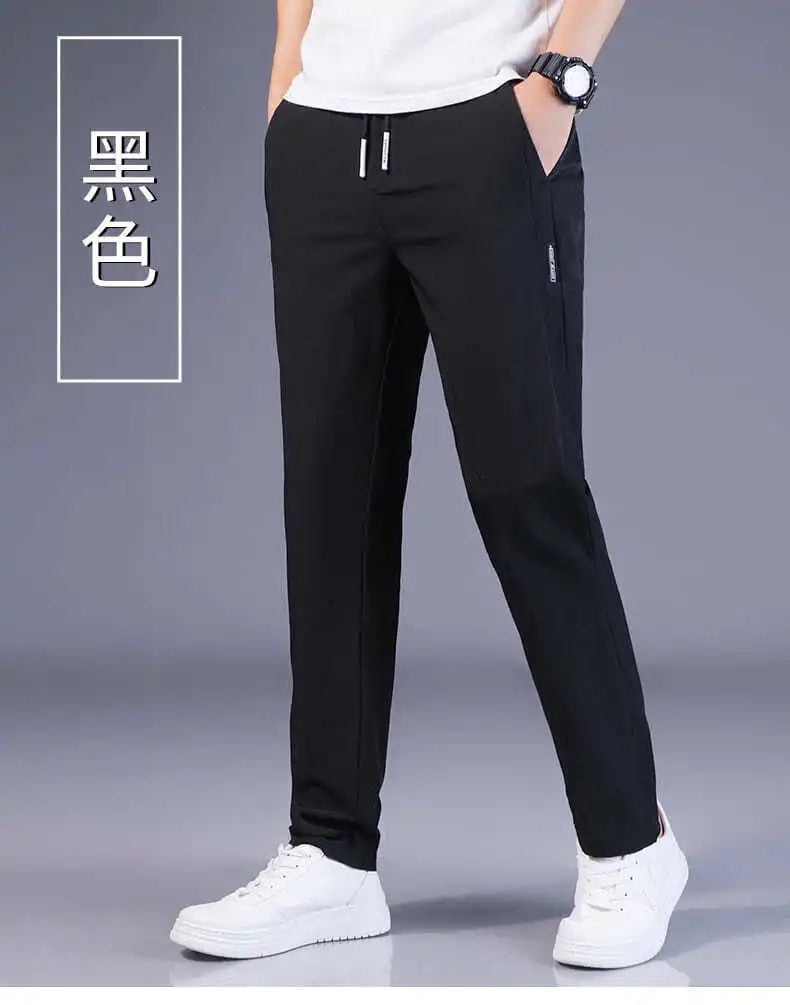Men's Ice Silk Pants Loose Breathable Straight Slim Casual Pants Summer Thin Long Pants Stretch Men's Sports Wholesale