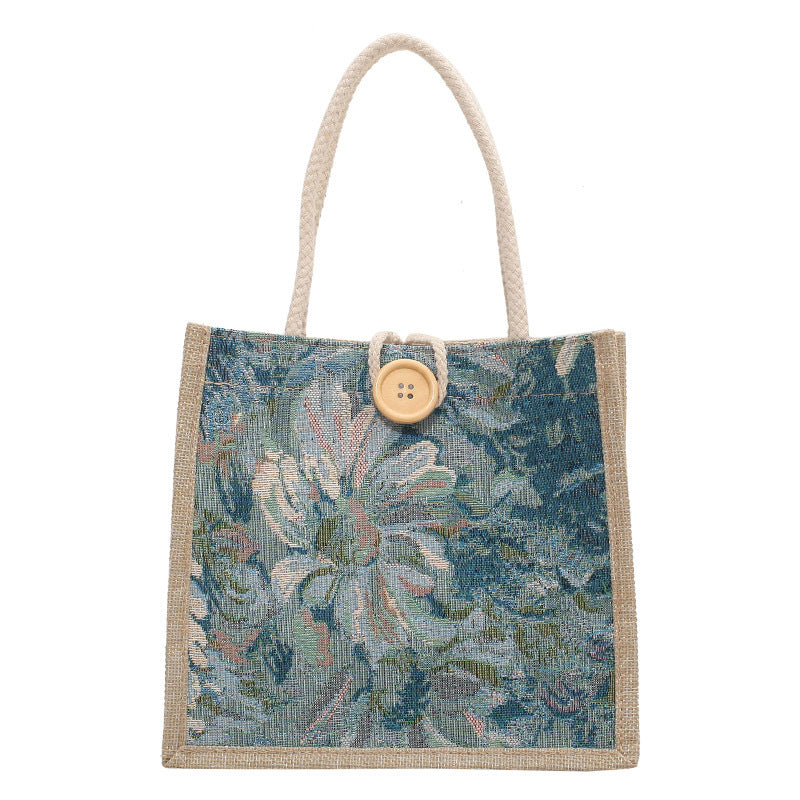 Student Korean Style Handbag Women Fashion Linen Lunch Bag New Japanese Style ins Canvas Tote Lunch Box Bag