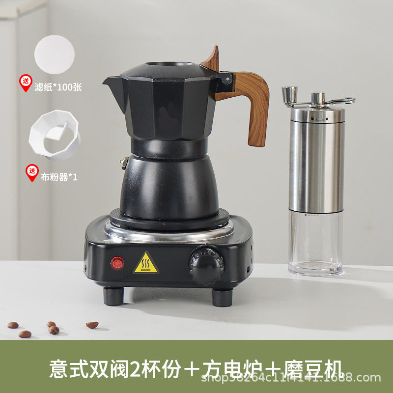 Moka Pot Home Use Small Coffee Pot Coffee Brewing Set Double Valve Hand Brew Pot Espresso Extraction Italian Coffee Machine