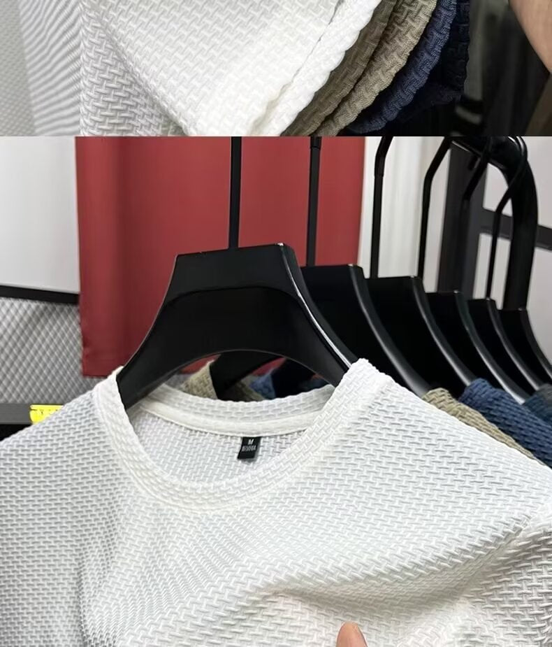 Summer New Stretch Bamboo Mesh Ice Silk t Men's Short Sleeve Round Neck Half Sleeve Base Shirt Summer Men T T shirt
