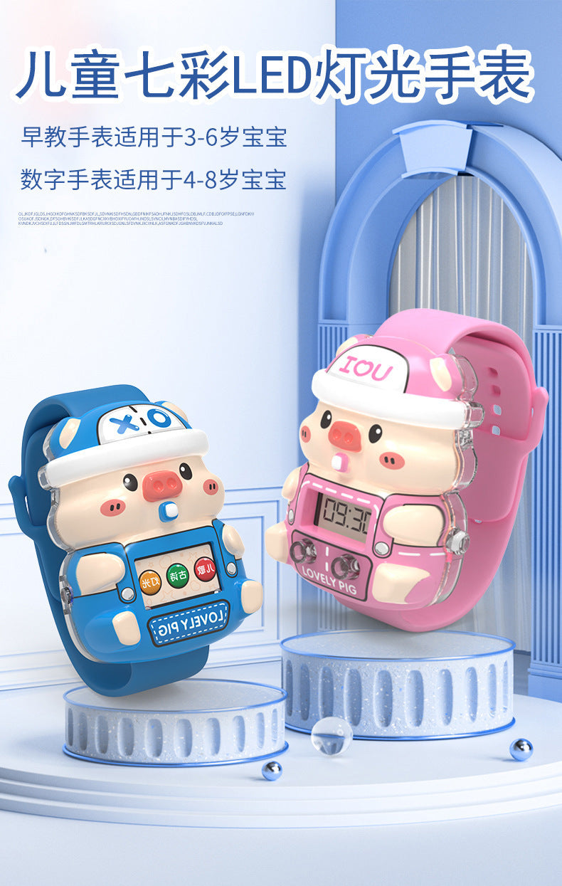 Music Watch Colorful Glowing Cute Cartoon Children's Electronic Watch Toy Elementary School Kindergarten Gift Wholesale