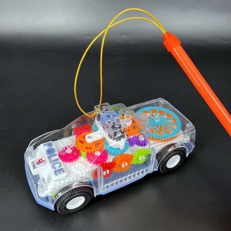 Mid-Autumn Festival Gift for Babies: Handheld Music Toy Car Lantern, Children's Electric Transparent Gear Flashing Police Car Lantern