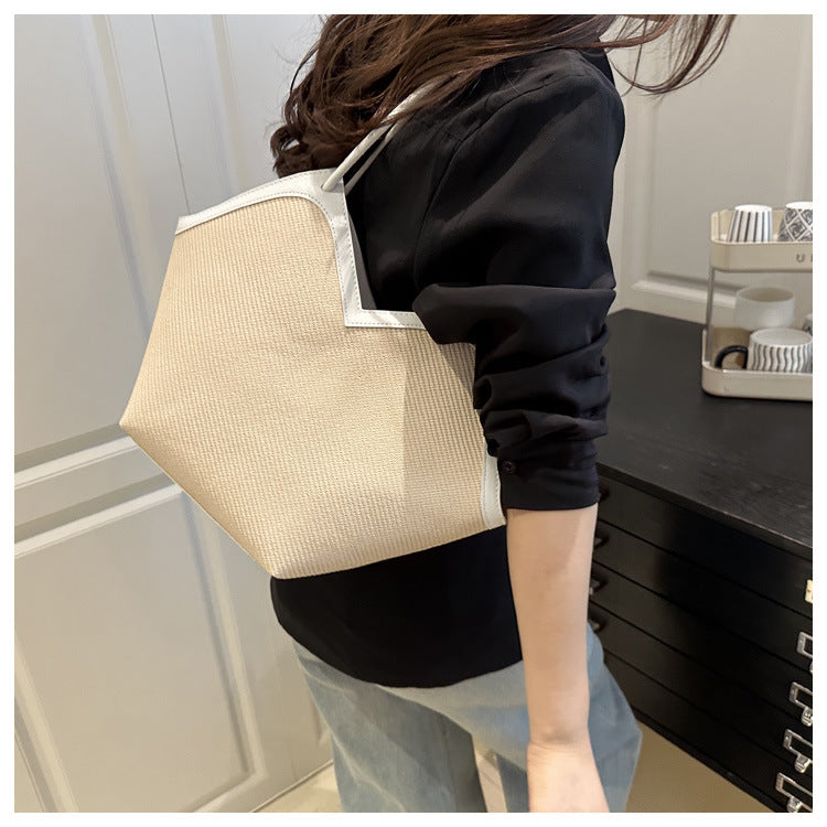 Summer Patchwork Large Capacity Women2025New Fashionable Loose Style Trendy New Casual Tote Shoulder Underarm Bag
