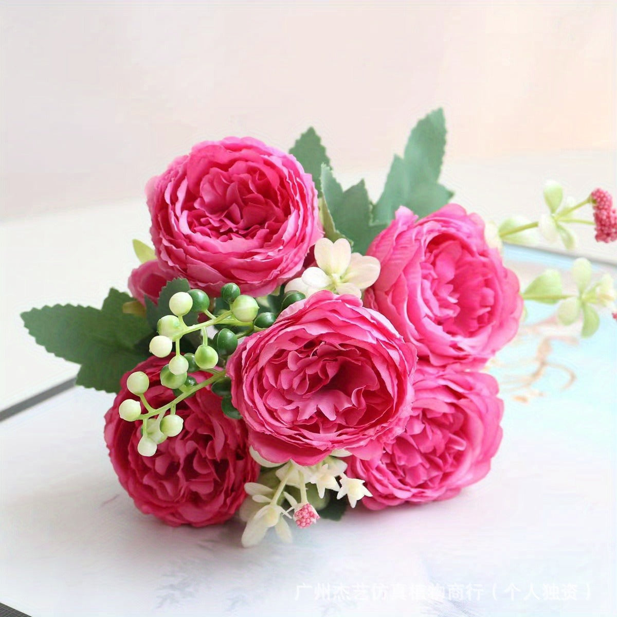Artificial Bouquet Persian Rose5Head Bouquet Persian Rose Artificial Flower Wedding Arrangement Bride Handheld Flower Furniture Display