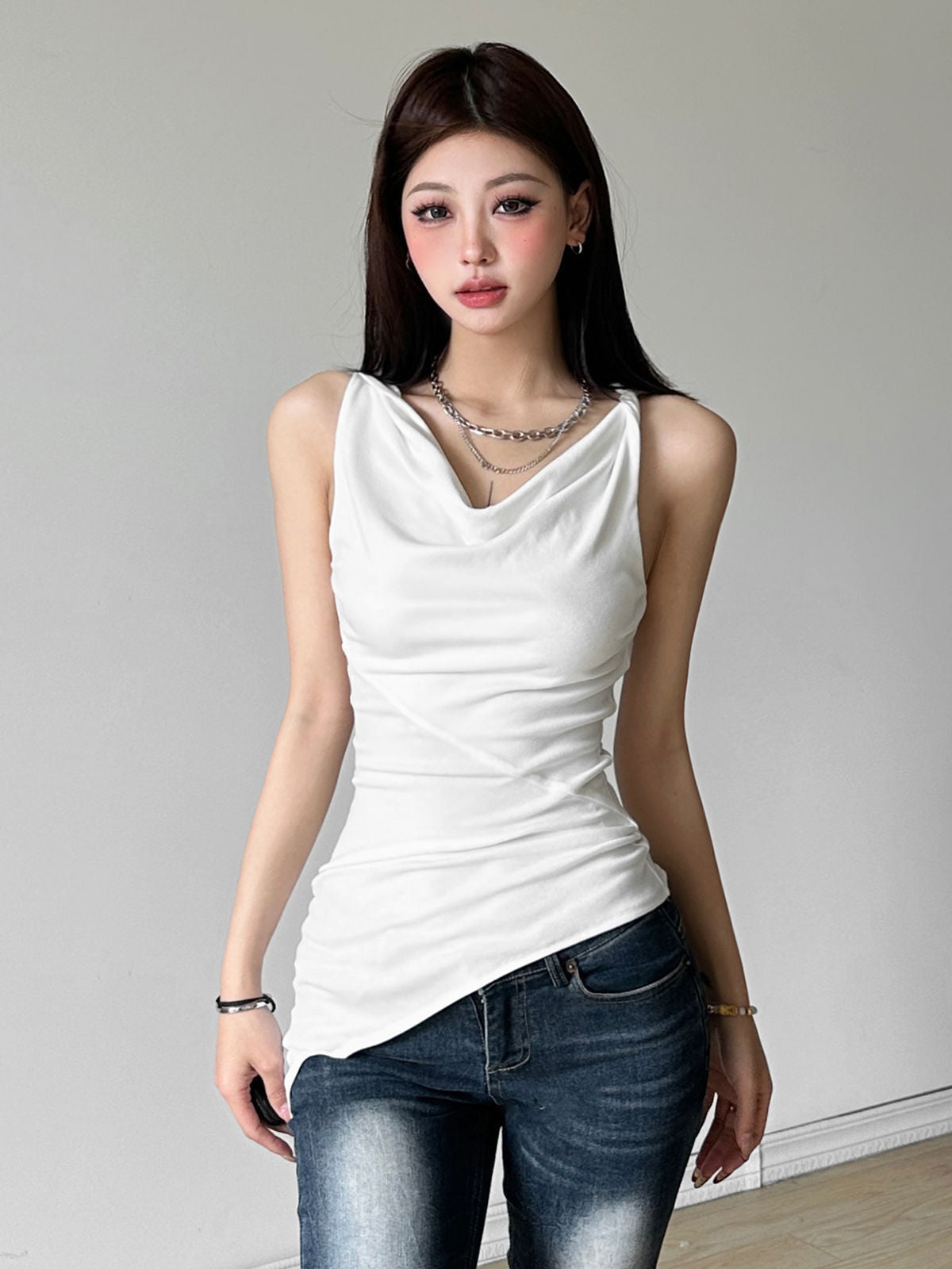Women’s Multi-wear Collarbone Thin Shoulder T-shirt Summer