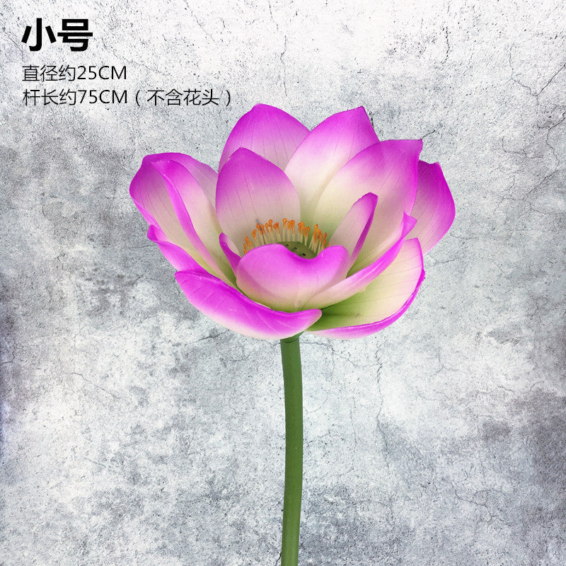 PU Lotus Leaf with Stem Artificial Lotus Leaf Lotus Bud Lotus Pod Chinese Countryside Style Buddhist Hall Decorative Flower Directly from Manufacturer