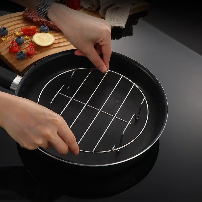 Stainless Steel Steaming Rack Kitchen Household Cooking Steaming Dish Rack Four-Legged Heat and Water Insulation Steaming Rack with Compartments304Steam Tray Steam Rack