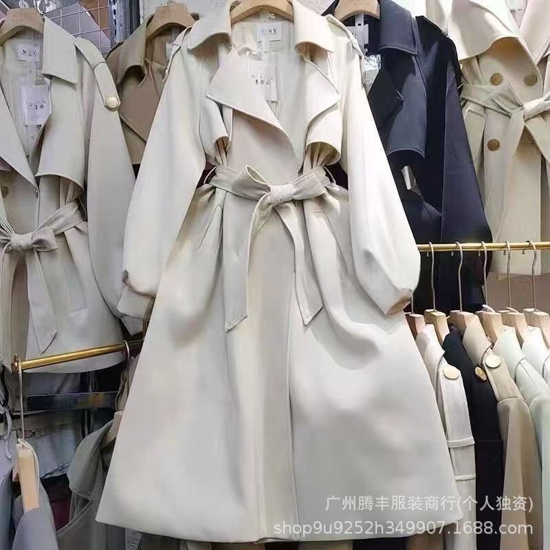 Women's Korean Style Trench Coat2024New Spring and Autumn British Style Mid-Length Petite Trendy Khaki Coat