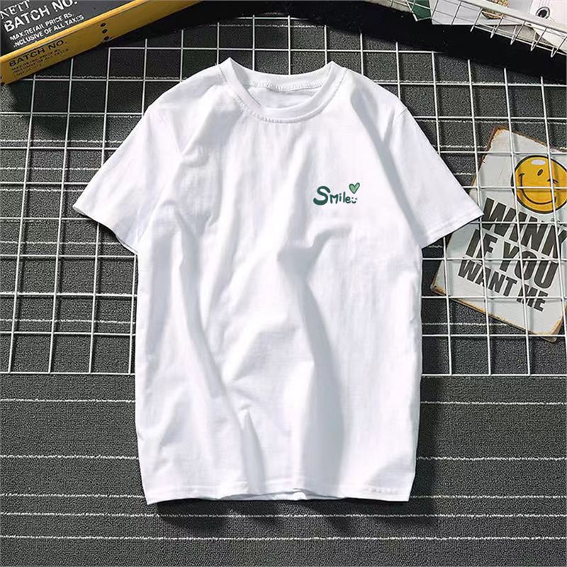 Ice Silk Cool Short Sleeve Men's Loose Student Black and White Half Sleeve T-Shirt Summer Trendy Round Neck T Shirt All-Match Bottoming Shirt
