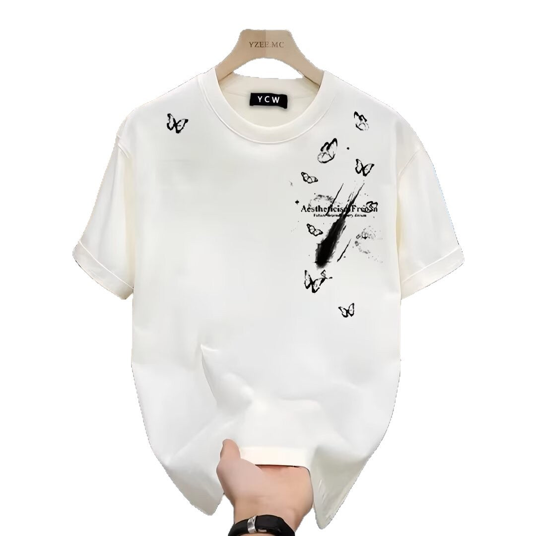 Summer new style Chinese style pure cotton men's short sleeves t Trendy Chinese Style Loose Casual Versatile Half Sleeve Top