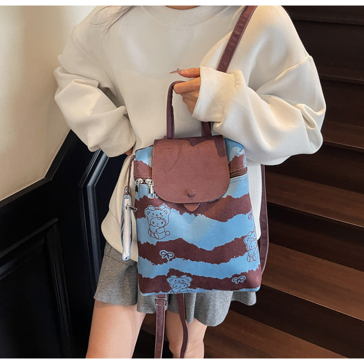 Korean Style Cute College Style Cartoon Handheld Bucket Bag for Women2025New leopard print backpack for class and commuting http://detail.1688.com/offer/960620063545.html