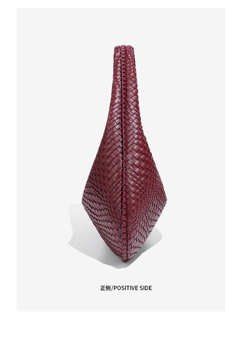 2025New Crescent Moon Women's Bag Fully Handwoven Handheld Dumpling Bag Fashionable Versatile European and American Style Single Shoulder Underarm Bag