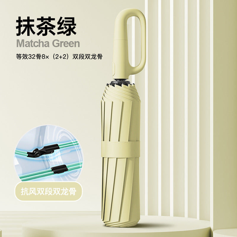 72Fully Automatic Ring Buckle Umbrella Portable Large Custom Wholesale Men's Hook Folding Dual-use for Sun and Rain Women's Special