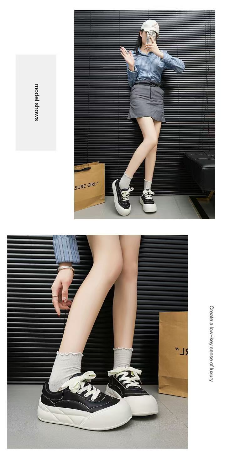 Thick-soled White Sneakers Versatile for Women2025Spring New Student Sports Shoes Big Toe Bread Shoes Board Shoes Wholesale Shoes