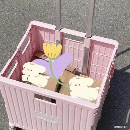 Pulling Cart for Grocery Shopping and Package Delivery, Lightweight Folding Stair Climbing Handcart with Cover