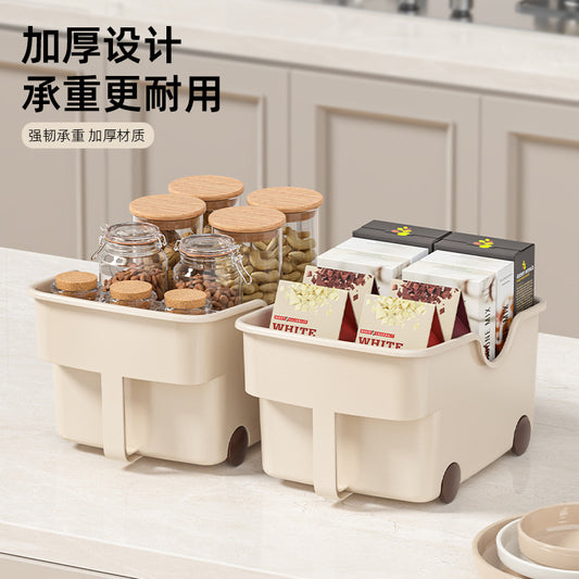 25New Year Storage Box PP Kitchen Cabinet with Handle and Wheels, Toy Spice Cabinet, Storage Box