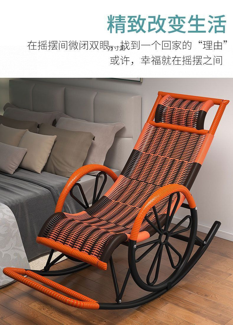 Rocking Chair Recliner Rocking Lazy Chair Rattan Chair for Adults Home Outdoor Living Room Balcony Nap Elderly Leisure Rattan Chair Factory