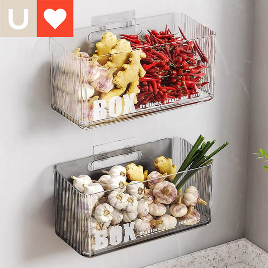 Younai Kitchen Onion Ginger Garlic Storage Box Wall-Mounted Vegetable Seasoning Storage Artifact Multi-Functional Shelf