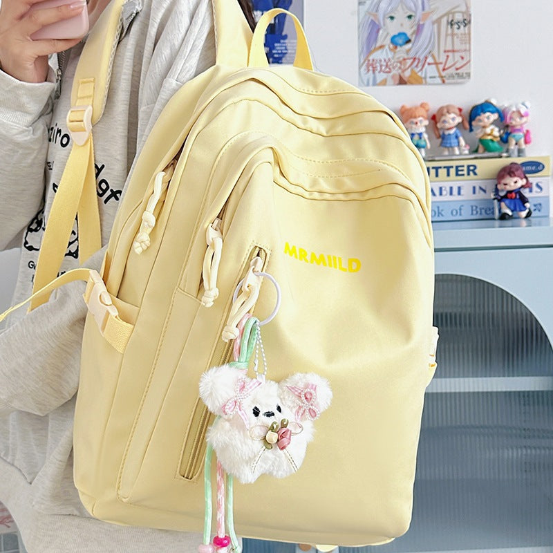 Large Capacity Backpack Women's New Fashion Simple School Bag Harajuku style solid color travel backpack for middle and high school students http://detail.1688.com/offer/967608488585.html
