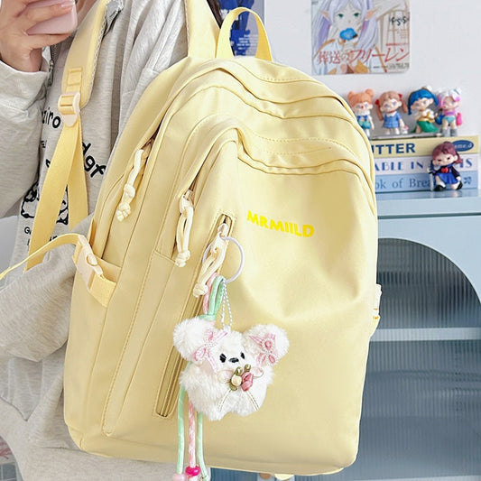 Large Capacity Backpack Women's New Fashion Simple School Bag Harajuku style solid color travel backpack for middle and high school students http://detail.1688.com/offer/967608488585.html