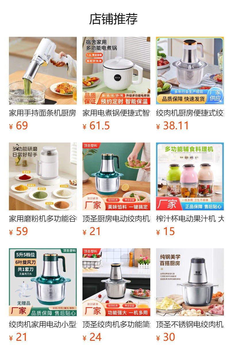 Household Electric Meat Grinder Kitchen Convenient Vegetable Chopper Meat Mincer Blender Manufacturer Supply Visual Glass Food Processor