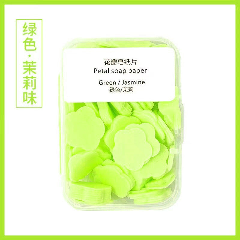 Portable Hand Washing Tablets Soap Paper for Students and Children, Disposable Travel Mini Petal Soap Tablets Boxed