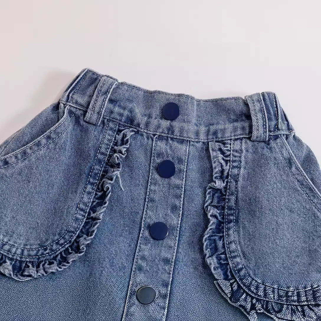 Children's clothing for girls stylish denim skirt for toddlers2025Spring and Summer New Korean Style Versatile Short Skirt for Children Trendy