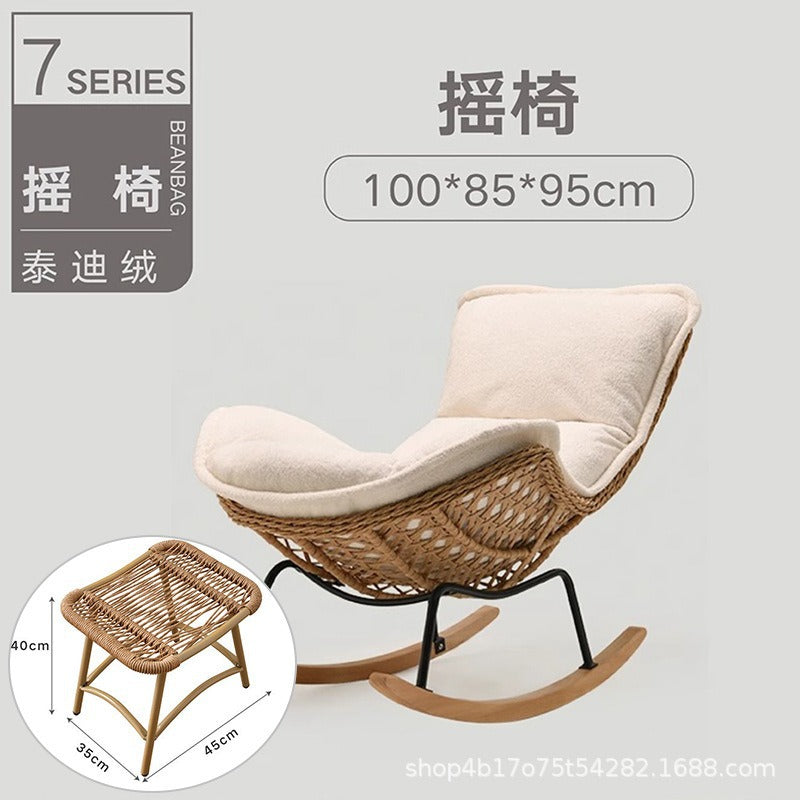 Rocking Chair Recliner Adult Sleepable Single Rattan Balcony Lazy Chair Bedroom Leisure Home Lazy Sofa
