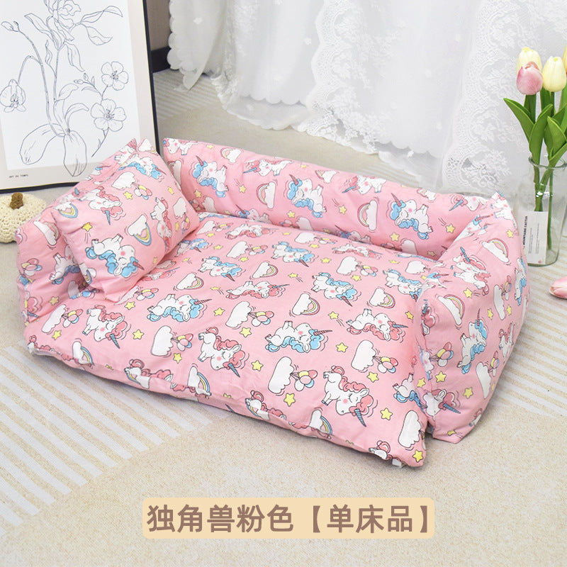 ✅Dog House Dog Bed Solid Wood Pet Bed Internet Celebrity Large Four Seasons Universal Large and Small Dogs Removable and Washable Off the Ground Teddy Cat
