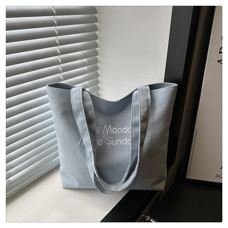 Vintage American Style Canvas Bag ins Large Capacity Student Commuter Artistic Single Shoulder Bag for Class Tote Bag for Women