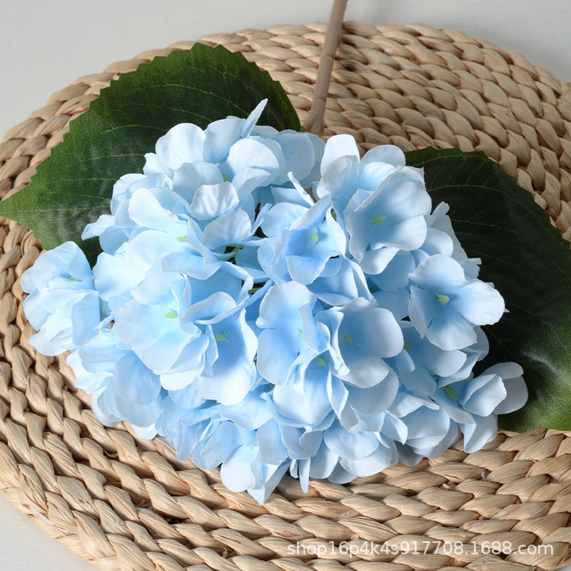 Artificial Hydrangea with Leaves for Wedding Decoration, Artificial Silk Flowers, Archway Flowers, Home Decor Fake Flowers, Single Artificial Flowers