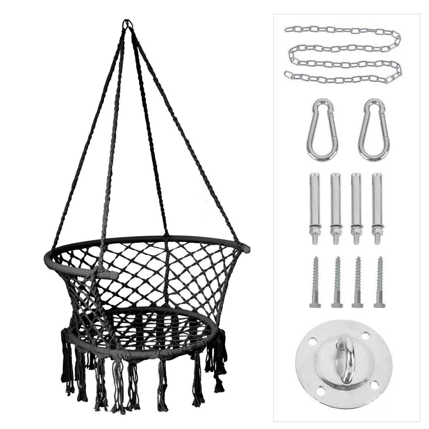 ins Nordic Style Tassel Hanging Chair Handwoven Hanging Basket Cotton Rope Swing Outdoor Hammock Balcony Cradle Chair Wholesale
