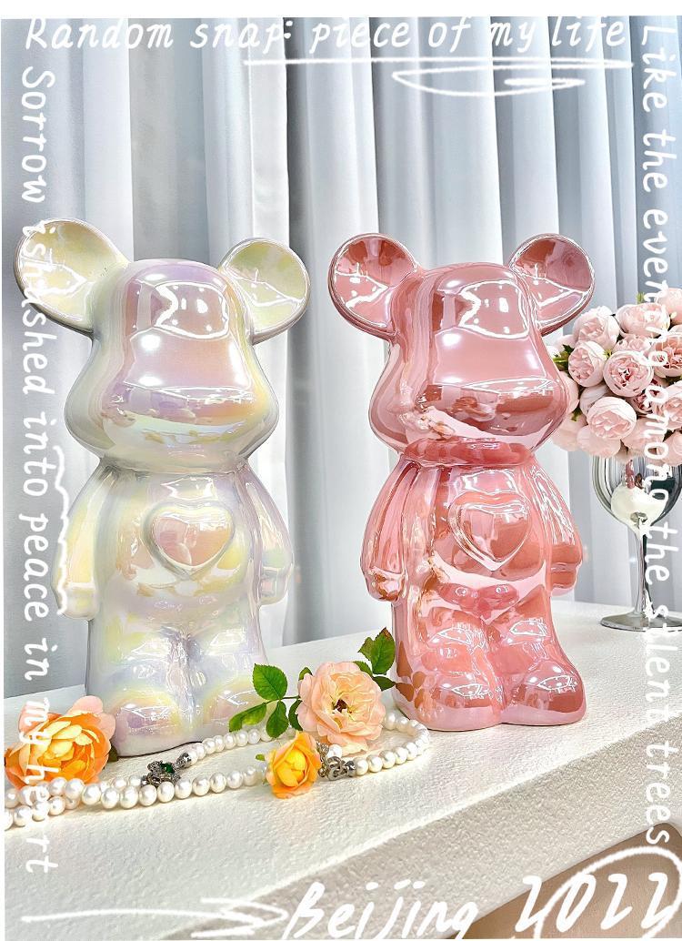 Chinese Style Violent Bear Ornament High-end Ceramic Living Room Entrance TV Cabinet Wine Cabinet Money Box Home Decoration Gift