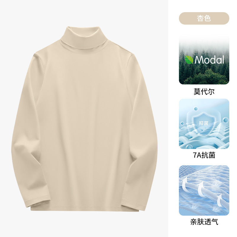 50Modal Long Sleeve t Men's High Neck Thermal Base Layer Shirt2025Fall and winter Inner Layer Fleece-Lined Warm Top