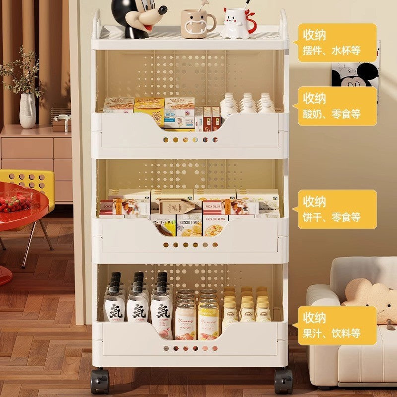 Thickened Floor-standing Small Cart Snack Storage Rack Multi-layer Organizer Living Room Bedroom Large Capacity Storage Organizer Mobile