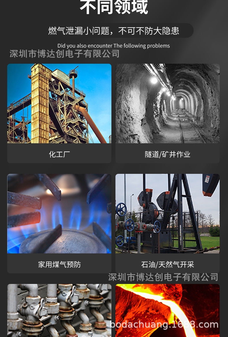 Combustible Gas Leak Detector Leak Tester Natural Gas Methane Gas Liquefied Gas Leak Concentration Detector Alarm