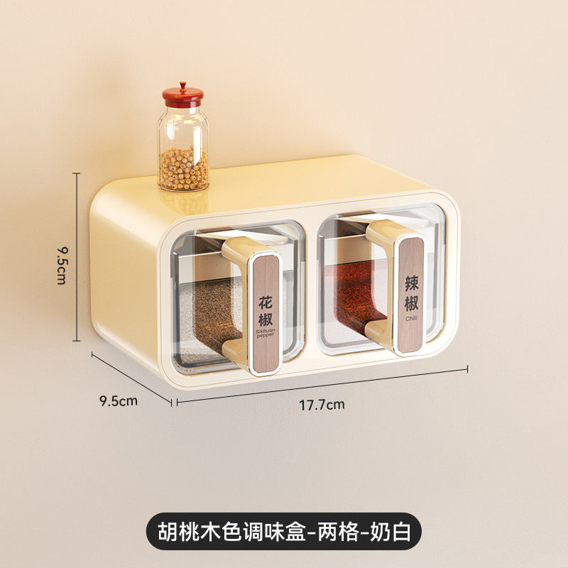 Wall-Mounted Spice Box for Home Kitchen Seasoning Storage, Wall-Mounted Spice Bottle Jar, Sealed Condiment Salt Jar, Seasoning Jar