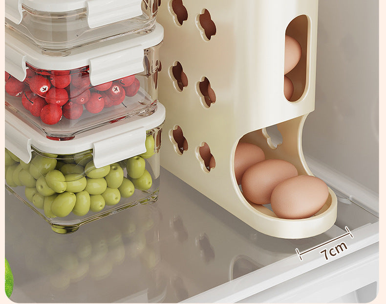 Egg Storage Box Refrigerator Side Door Rolling Egg Food Grade Egg Rack Automatic Egg Box Fresh-keeping Kitchen Organizer