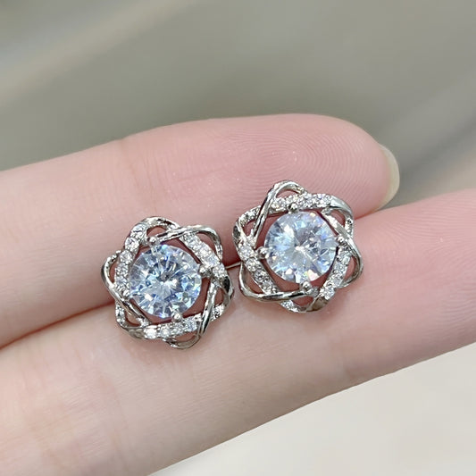 TikTok Live Full Diamond Hexagram Ring Earrings Pendant Necklace18K Gold Rotating Windmill Diamond Ring Jewelry Set