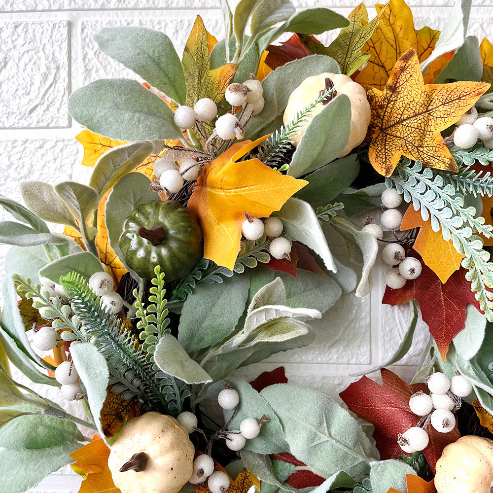 Autumn White Pumpkin Maple Leaf Wreath Amazon Thanksgiving Harvest Festival Autumn Artificial Wreath Pumpkin