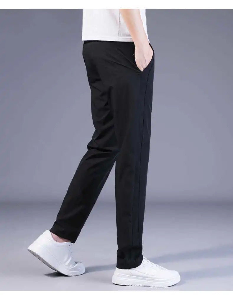 Men's Ice Silk Pants Loose Breathable Straight Slim Casual Pants Summer Thin Long Pants Stretch Men's Sports Wholesale