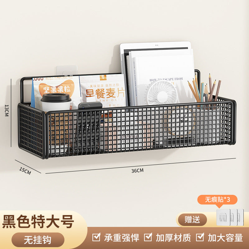 No-Drill Wall-Mounted Storage Rack Dormitory Bedside Storage Basket Dormitory Essentials Wall Hanging Upper Bunk Bed Organizer
