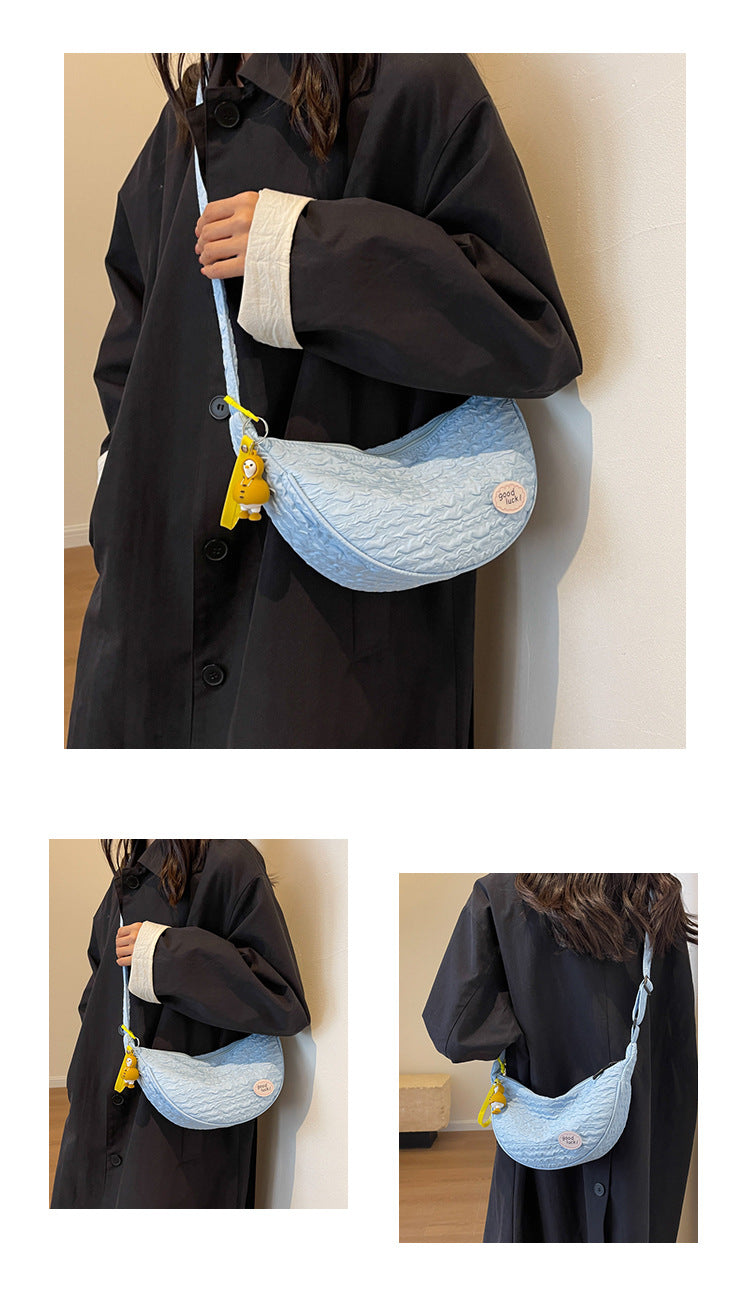 Cute and Versatile Niche Canvas Small Bag for Women2023New Women's Bag Korean Version Crossbody Bag Fashion Single Shoulder Dumpling Bag