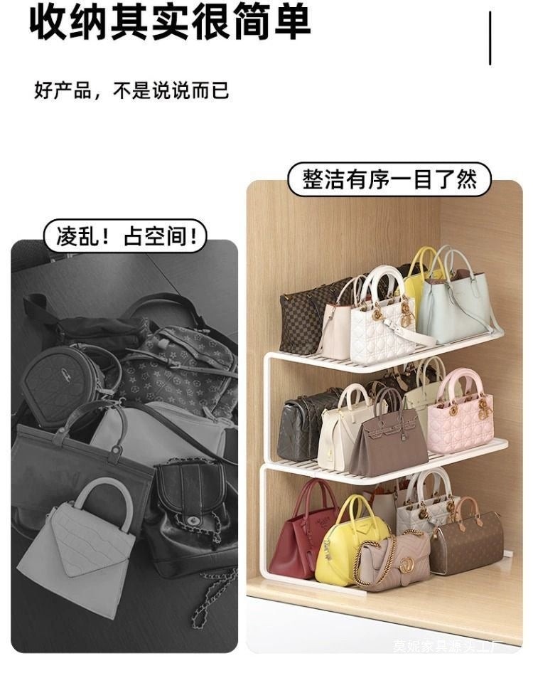 Bag Storage Rack Organizer Shelf for Bags Storage Cabinet Wardrobe Clothes Layered Partition Storage Box Placement Rack