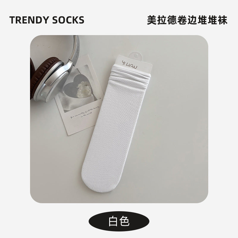 Socks Pure Cotton Women Summer Thin Style Pile Socks Solid Color Mid-Calf Socks Oxygen Cotton Confinement Socks Women Long Socks Zhuji Socks Industry