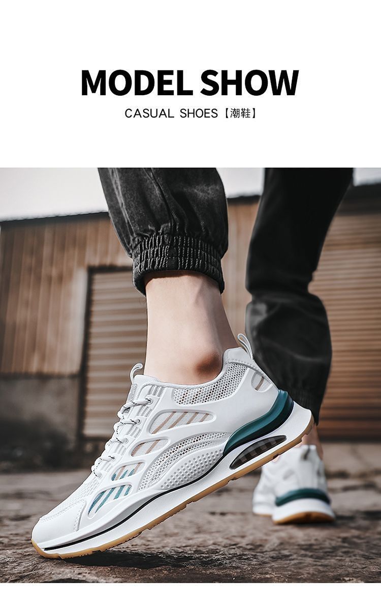 2024Spring Youth New Trend Men's Shoes Korean Style Breathable Versatile White Sneakers Running Student Casual Sports Shoes
