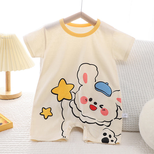 Summer New Infant Crawling Suit Pure Cotton Korean Version Thin Boys' Short Sleeve Girls' One-Piece Romper