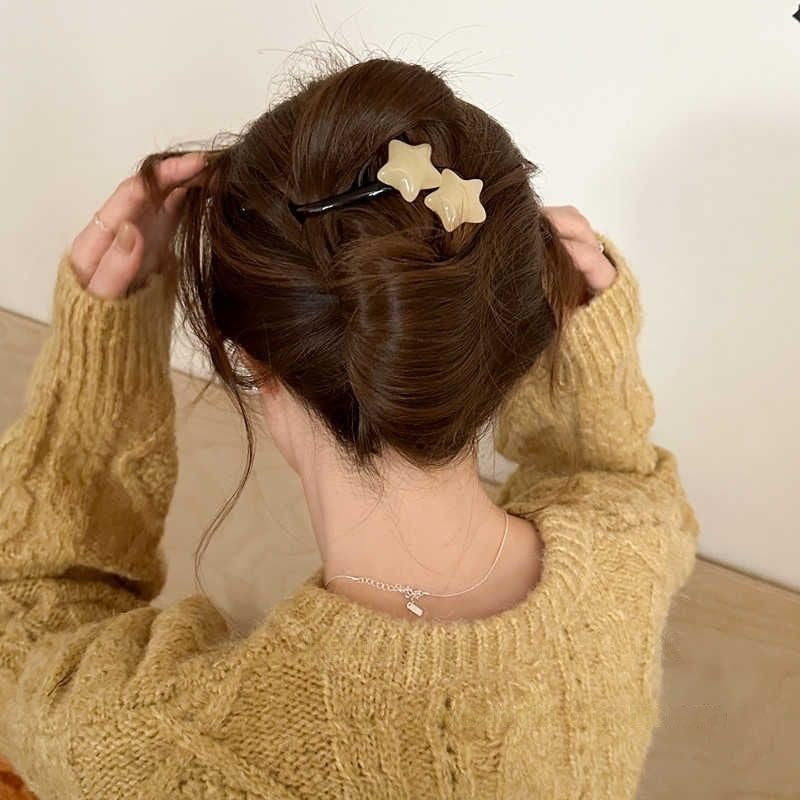 Vintage Simple Star Hair Twist Clip High-End Elegant Back of Head Bobby Pin Summer Versatile Shark Clip